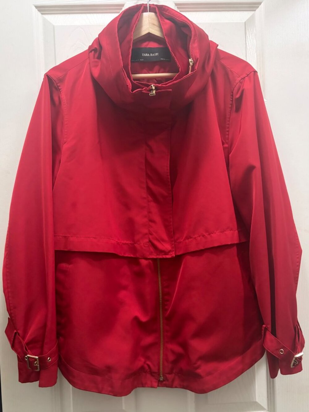 Zara Basic Red Hooded Layered Anorak Jacket XL - Picture 3 of 14